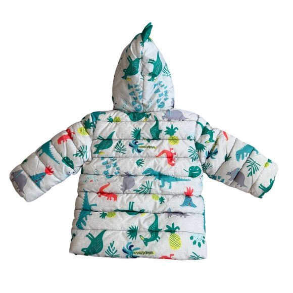 ROKKA & ROLLA Dinosaur Print Lined Winter Puffer Coat Size 6-9 Months - Picture 3 of 10